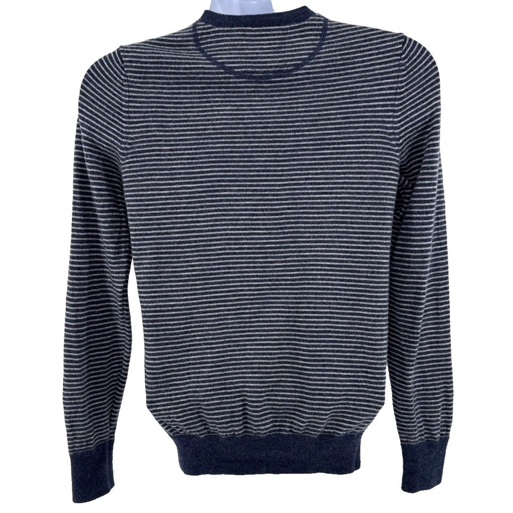 Grayers Sweater Men's Small Blue Gray Stripe Merino Wool Crewneck Casual - Picture 3 of 9